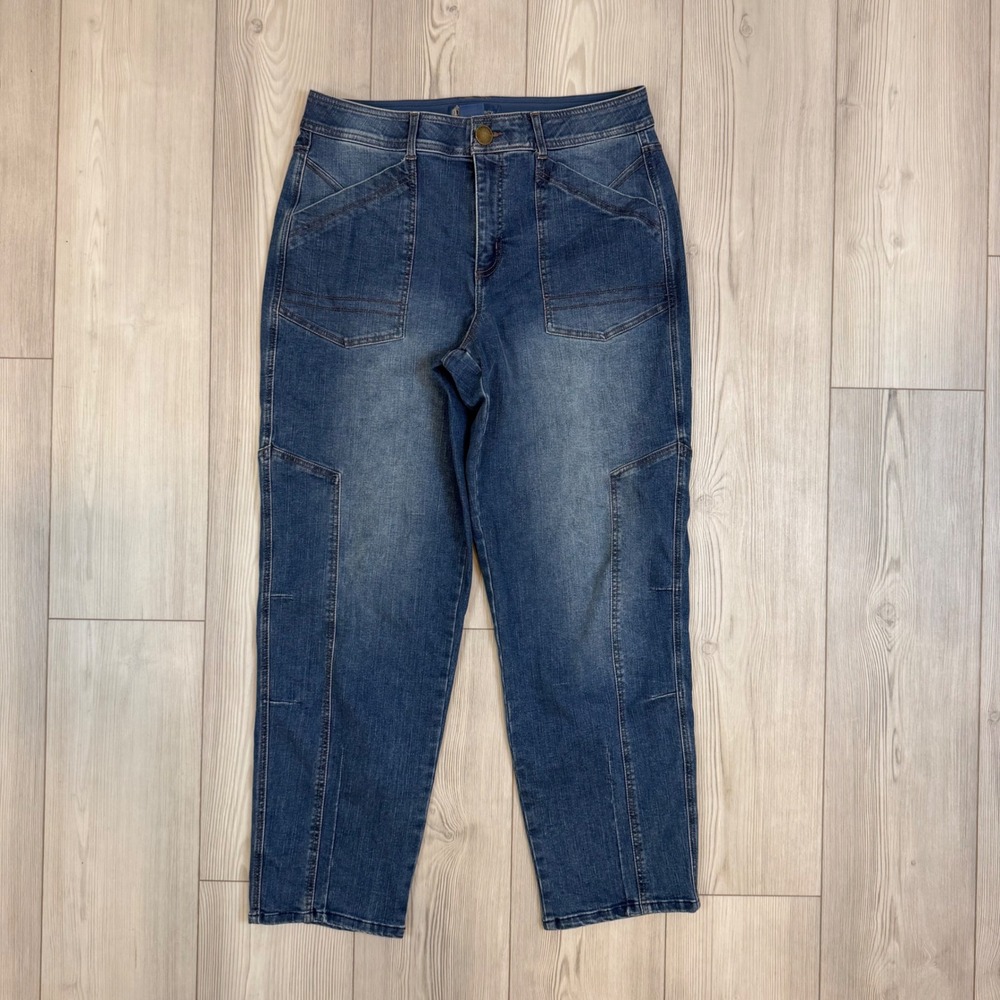 Democracy Absolution Straight Leg Utility Jeans Medium Wash Blue Size 12
